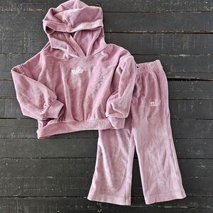 Nike Baby Girl 24 Months Mauve Pink Purple Velour Outfit Set Hoodie Pants Soft